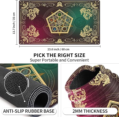 Miniatura 3 de Alfombra de juego con zonas para juegos de cartas MTG, alfombrillas de juego mágicas de mesa de 24 x 14 pulgadas, mesa de juego Commander Deck para
