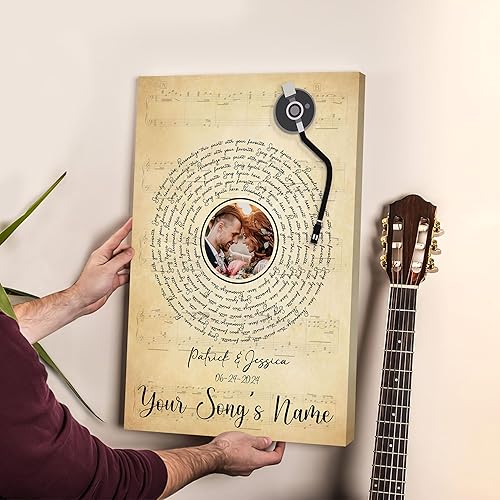 Vista 165 de VICILO Póster de letras de canciones personalizadas, enmarcado, lienzo personalizado, arte de pared, regalos para el día de San Valentín para él