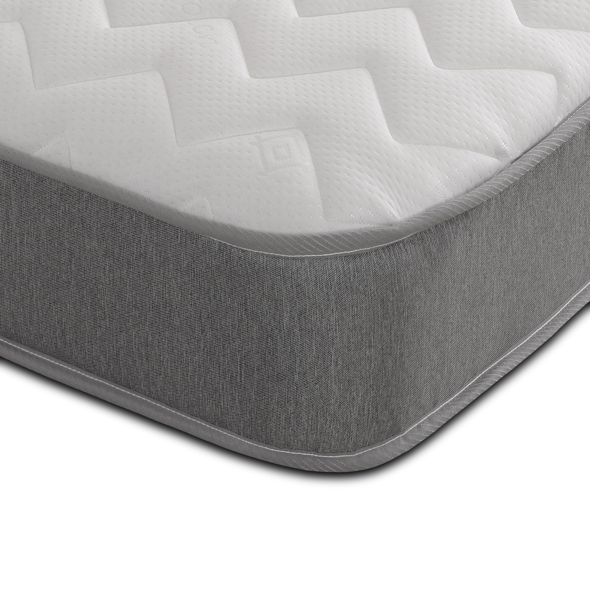 Starlight Beds Essentials Small Single Mattress, Zig Zag Soft Comfort Sleep Surface, 7.5 Inch Deep with Memory Foam Layer & Springs, Budget-Friendly Mattress (75x190x19cm), Grey