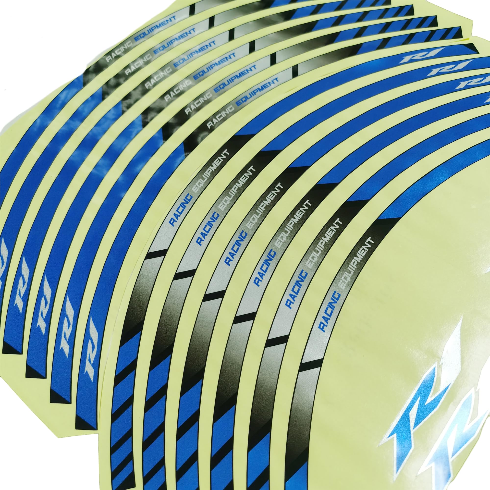 Motorcycle 10 X Custom Rim Decals Wheel Reflective Sticker Stripes Compatible with Yamaha YZF R1 1996-2023