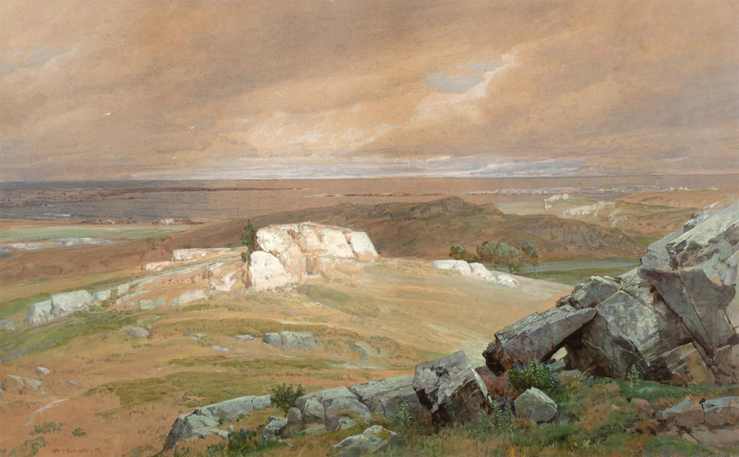 RZHRHJES Retro Picture Portrait Oil Painting Modern Wall Artwork Near by William Trost Richards Canvas Poster for Office Decor 60x90cm