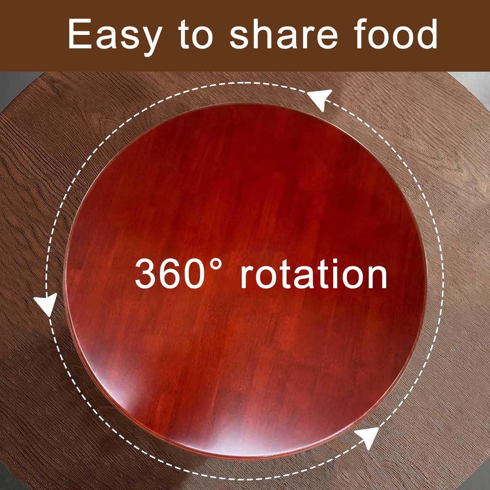 Obrotowa taca kuchenna Lazy Susan z litego drewna centralny element wystroju stołu | Obrót o 360°, cicha i płynna praca, łatwa w czyszczeniu do stołu jadalnego, do wnętrz, na patio(80cm)