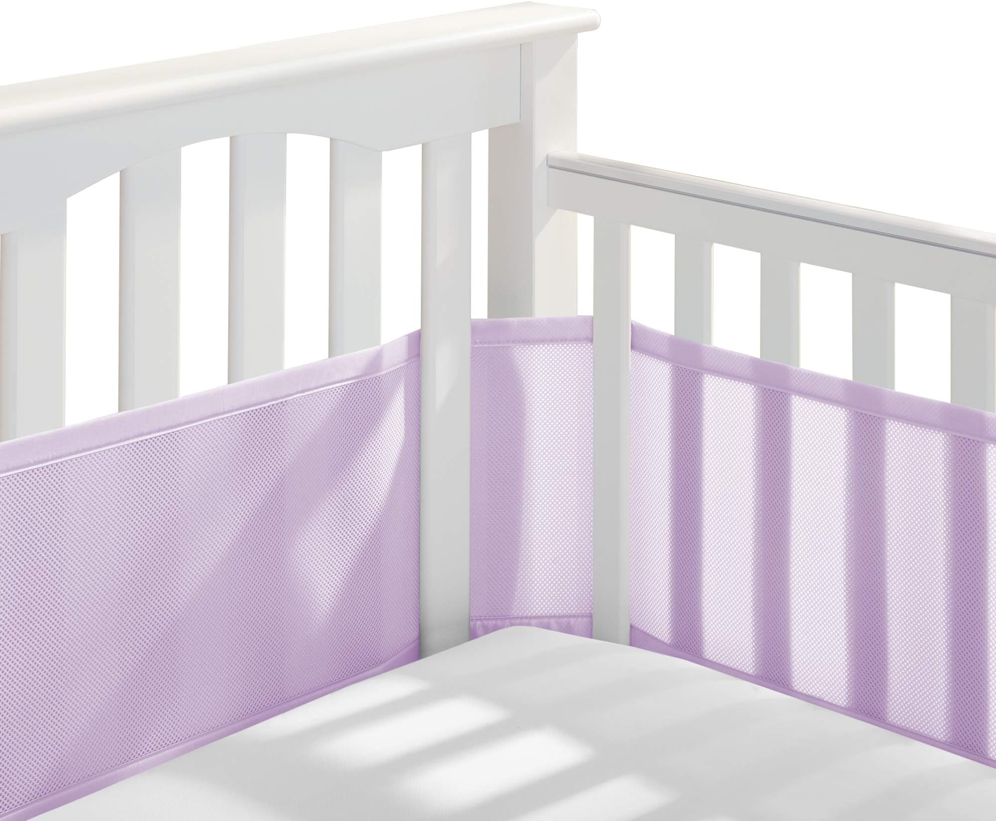 BreathableBaby Breathable Mesh Liner for Full-Size Cribs, Classic 3mm Mesh, Lavender (Size 4FS Covers 3 or 4 Sides)