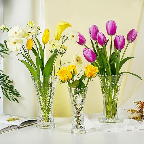 Miniatura 5 de kanpura Floreros de vidrio de 9 pulgadas para flores, jarrón grande grueso de 2.3 libras para mesas de Navidad, centros de mesa, jarrones de rosas