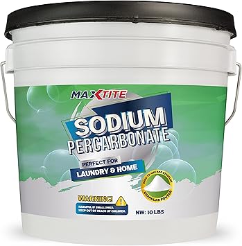 MAXTITE Sodium Percarbonate 10 lbs - 100% Pure - Solid Hydrogen Peroxide/Oxygen Bleach - Multi-Use Cleaner for Home & Laundry - HDPE container w/Resealable Child Resistant Cap