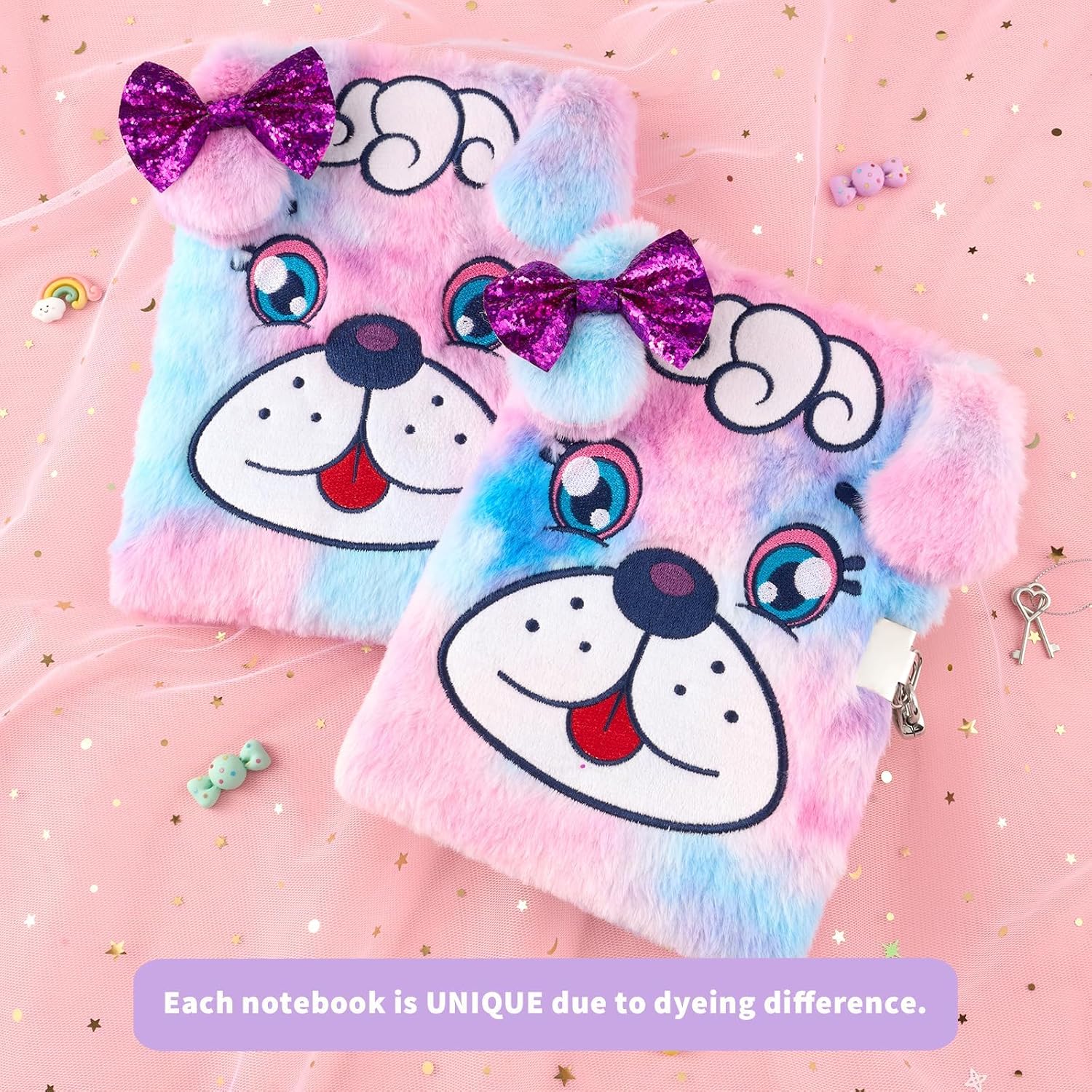 WERNNSAI Plush Dog Diary with Lock and Keys - Girls Journal with Lock Diary for Girls Kids Gift for Birthday Christmas School A5 Kids Journal Secret Diary Writing Drawing Notepad
