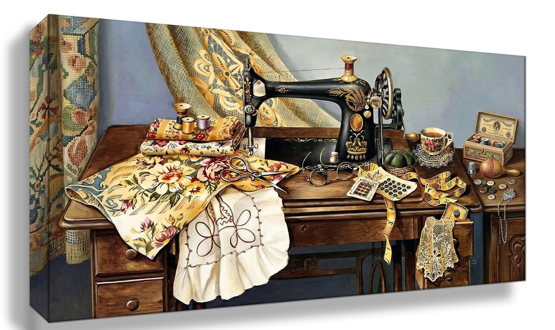 Diamond Painting Nähmaschine, Heim Diamond Painting Erwachsene, 5D DIY Vollbohrer Diamanten Paint by Numbers, Kreatives für Erwachsene Mosaik Bastelset für Home Wand Deko, Geschenk, 60x120cm, Cod-740