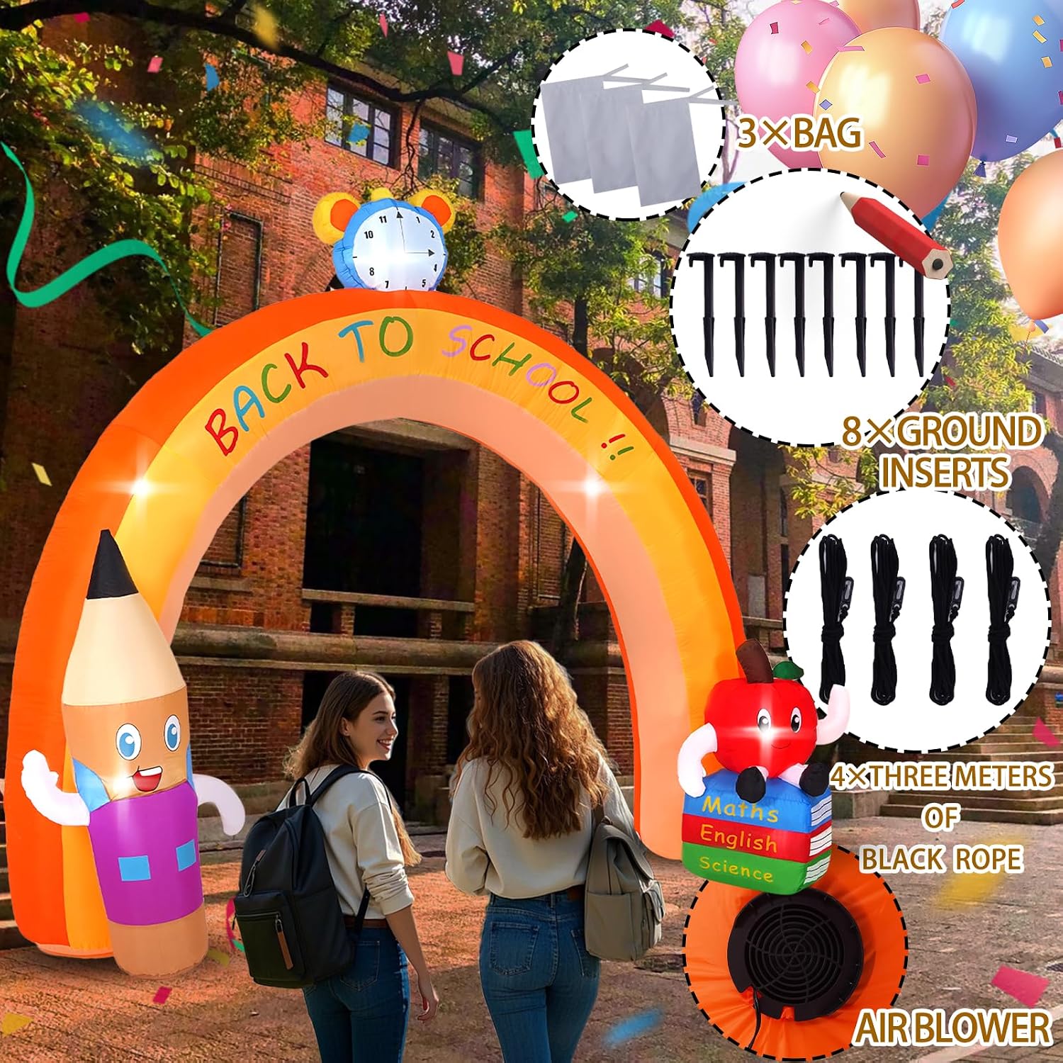 10ft Back to School Inflatable Decoration, Inflatable Arch Decoration, Outdoor Decoration with LED Lights for Yard, Garden, Patio and Lawn