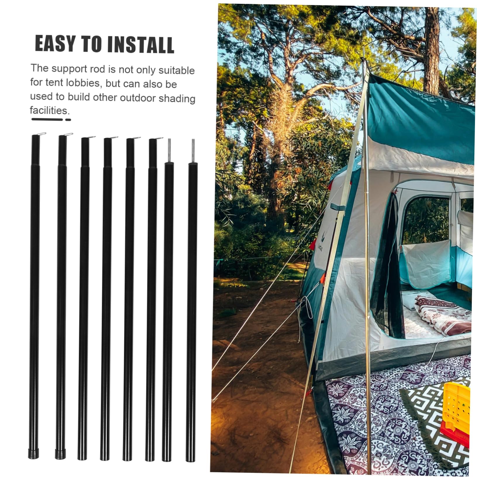 Ersatz Zeltstange aus Eisen Stabile Campingstange für Zelt und Tarp Praktisch Verstaubar für Camping und Backpacking