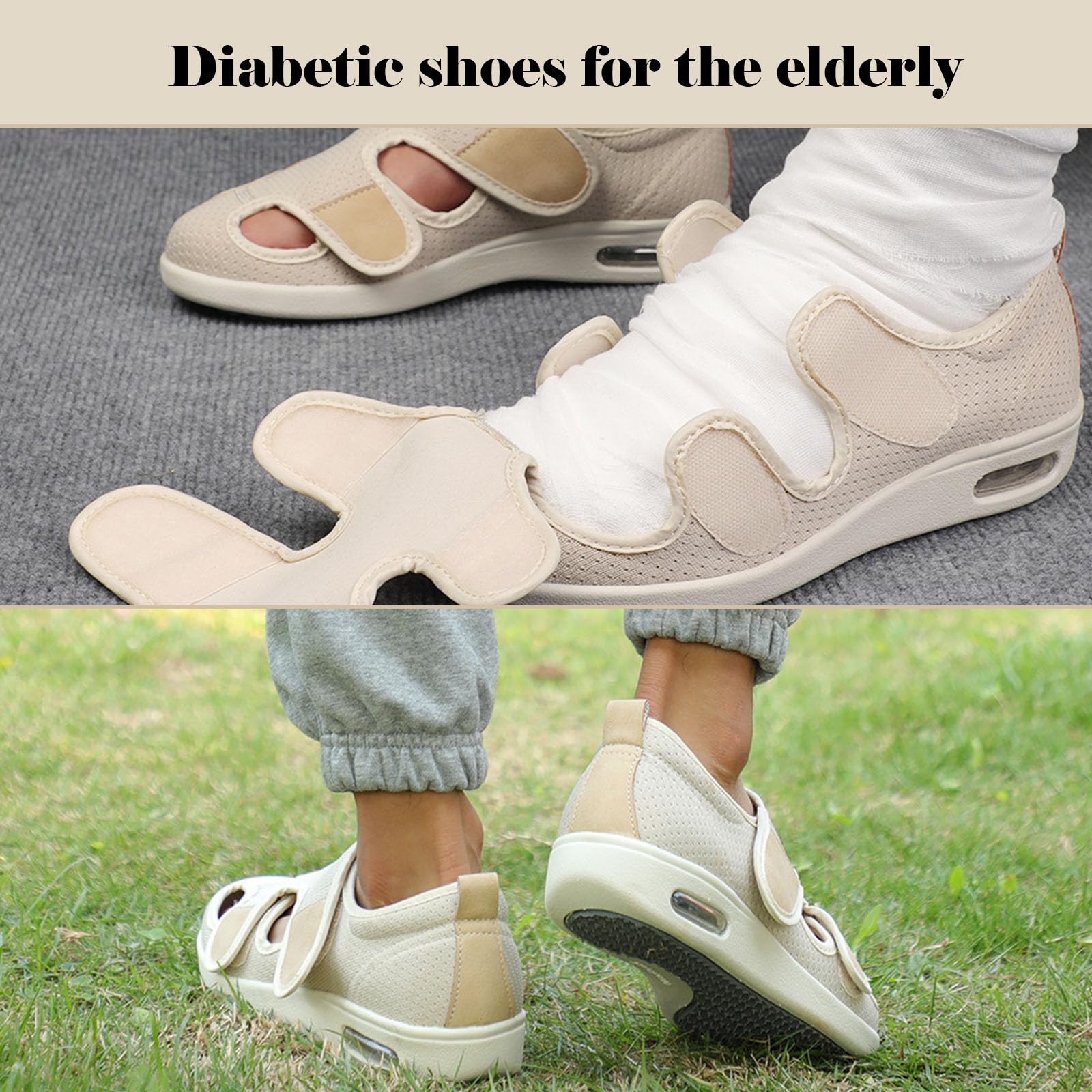 bumuam Scarpe Diabetiche per Piedi Gonfi,Scarpe Ortopediche per Uomo Donna Scarpe da Ginnastica Leggere e Regolabili Scarpe EU 39(25.5cm/10in)