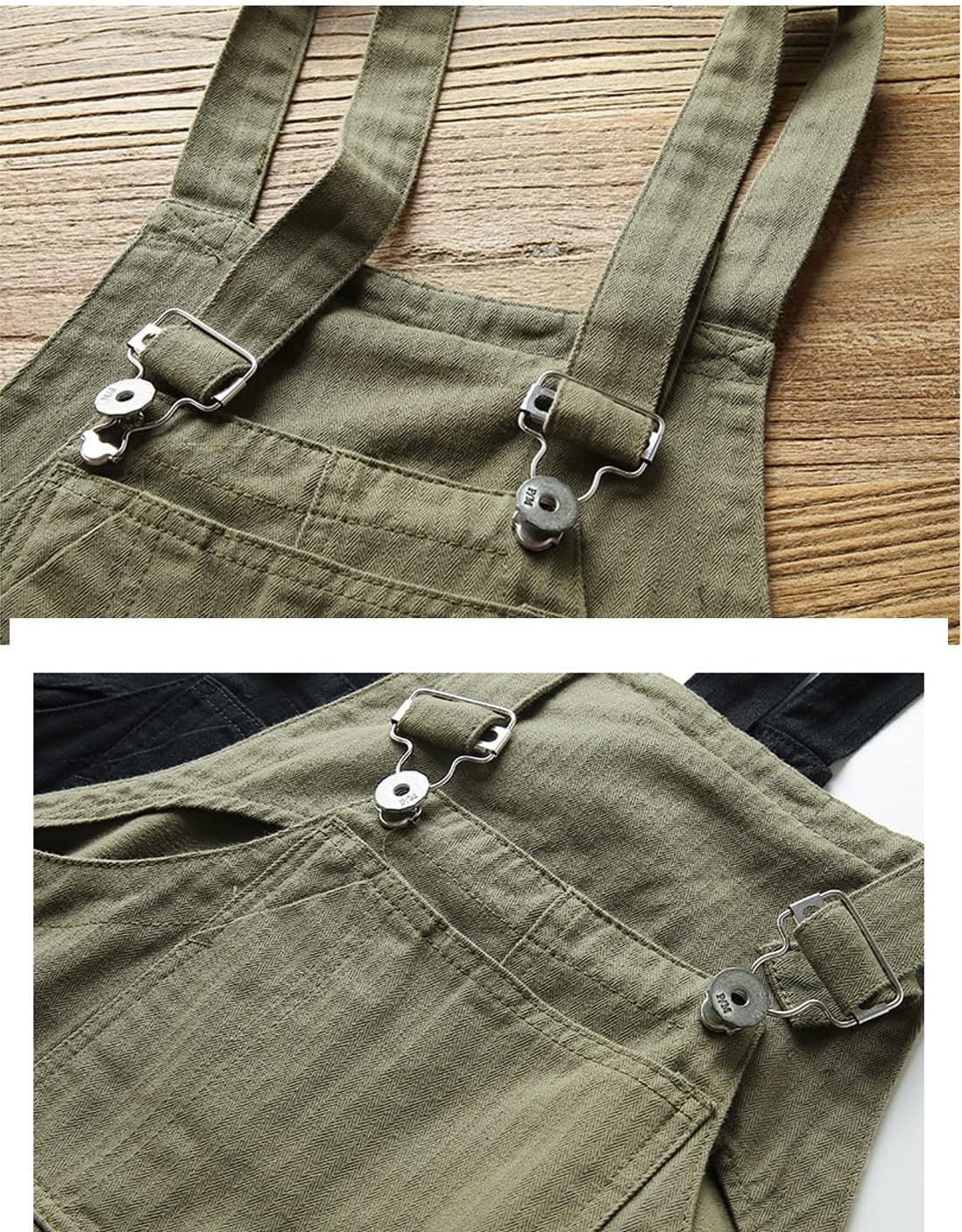 Snoly Men's Retro Cotton Casual Baggy Rock Jumpsuits Straight Leg Overalls Bib Overalls Pants