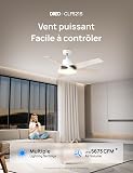 DREO Smart Ceiling Fan with Lights, 52 Inch (132 cm), 12 Speeds 3 Modes, Stepless Color Tones, Dimmable LED Light, 12H Timer, Quiet DC Motor, Remote/APP/Alexa Control, Electric Fan for Bedroom, White - 2