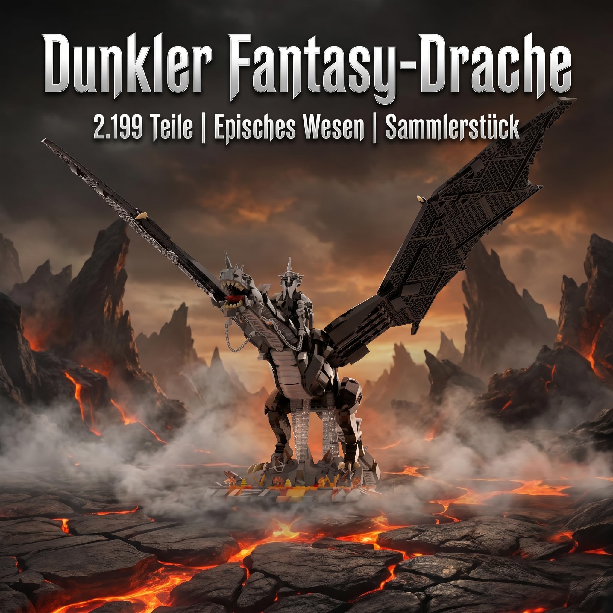 Fantasy Dragon 80cm Großes Klemmbausteine Set - 2199 Teile Drachen Modular Building Bausatz für Erwachsene, Ring Fans & Sammler Kompatibel mit Youmko YM011
