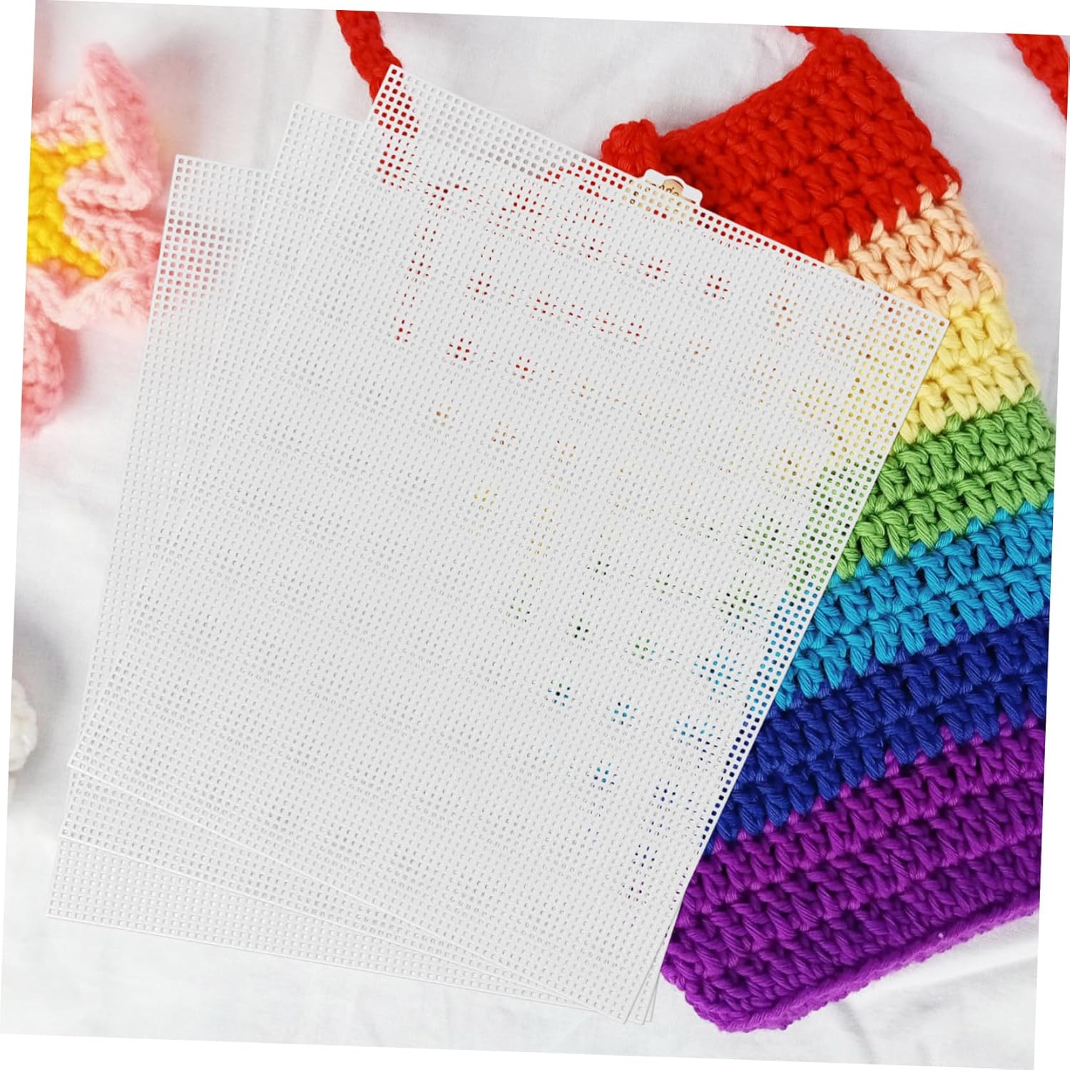 ADOCARN 6pcs Plastic Mesh Canvas Sheets for DIY Crafting Transparent Cuttable Embroidery Sheets for Crochet Projects Versatile Knitting Supplies for Beginners and Creative Patterns