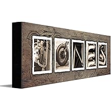 Personal-Prints VINTAGE MOTORCYCLE Personalized Name Art Print | Customized Gift for the Harley Davidson, Indian or Motorcycle Enthusiast | Unique Photo Canvas Art (6"x18" Stretched Canvas)