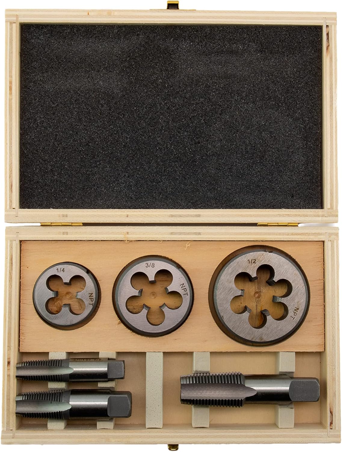 Drill Bits 6PC 1/4" 3/8" 1/2" STEEL TAP & DIE TOOL THREADER THREAD KIT