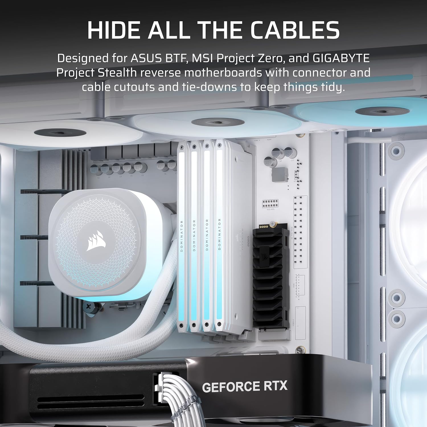 CORSAIR Frame 4500X LX Reverse Fan RGB Link Mid-Tower PC Case – 3X Pre-Installed Fans, Panoramic Glass, InfiniRail Mounting System, Modular Customization, Spacious Interior, GPU Anti-Sag – White