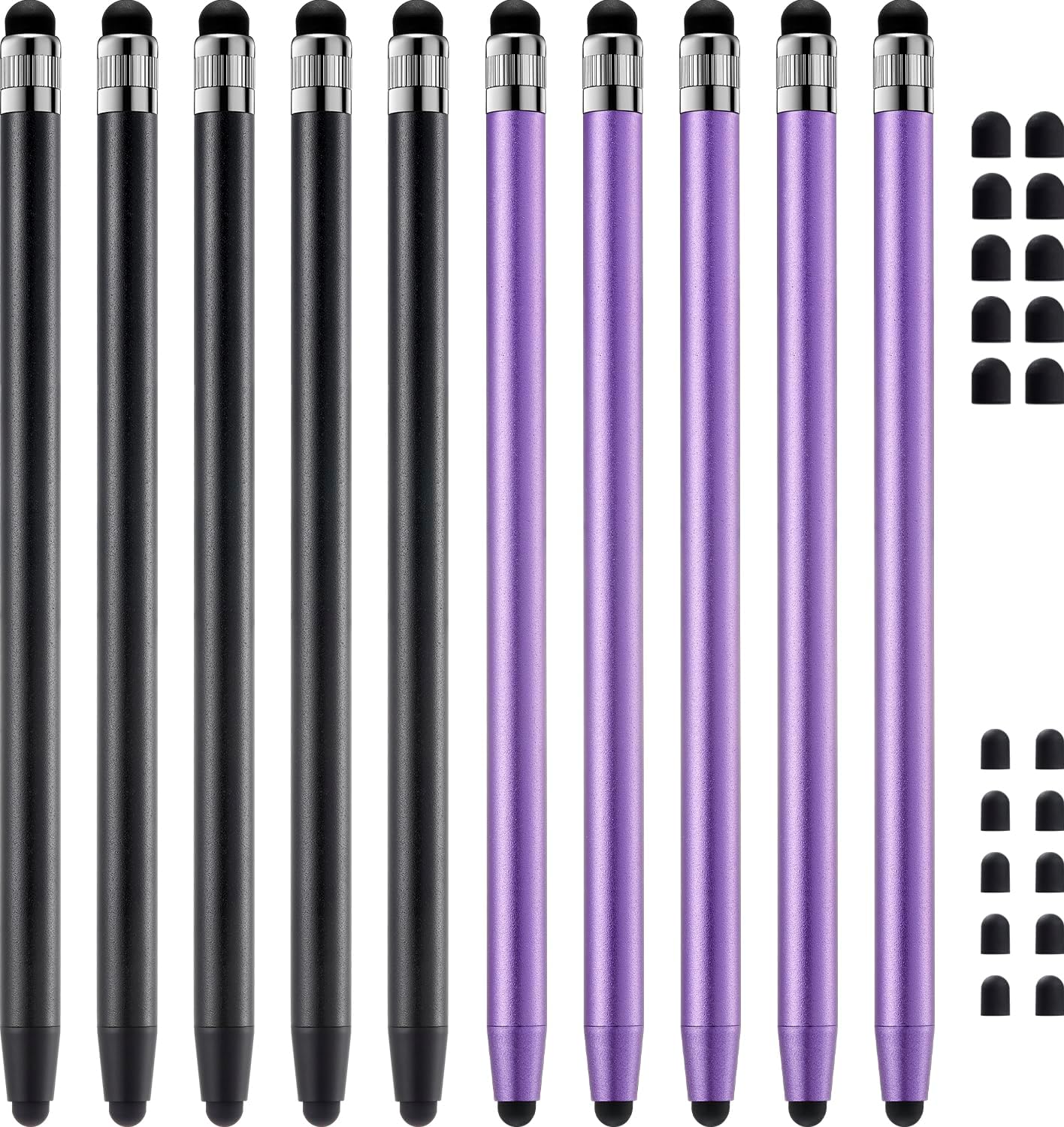 Stylus Pen for Touchscreen, ChaoQ 10pcs High Sensitivity and Precision Stylus Pen for iPad iPhone Android Compatible with All Touch Screens (Black/Purple)