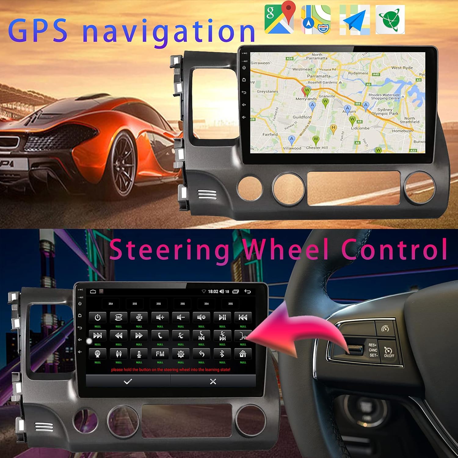 car stereo android 12 for honda civic 2006 2011 multimedia player gps navigation 10 inch hd touch screen audio receiver 232 gb support iosandroid m