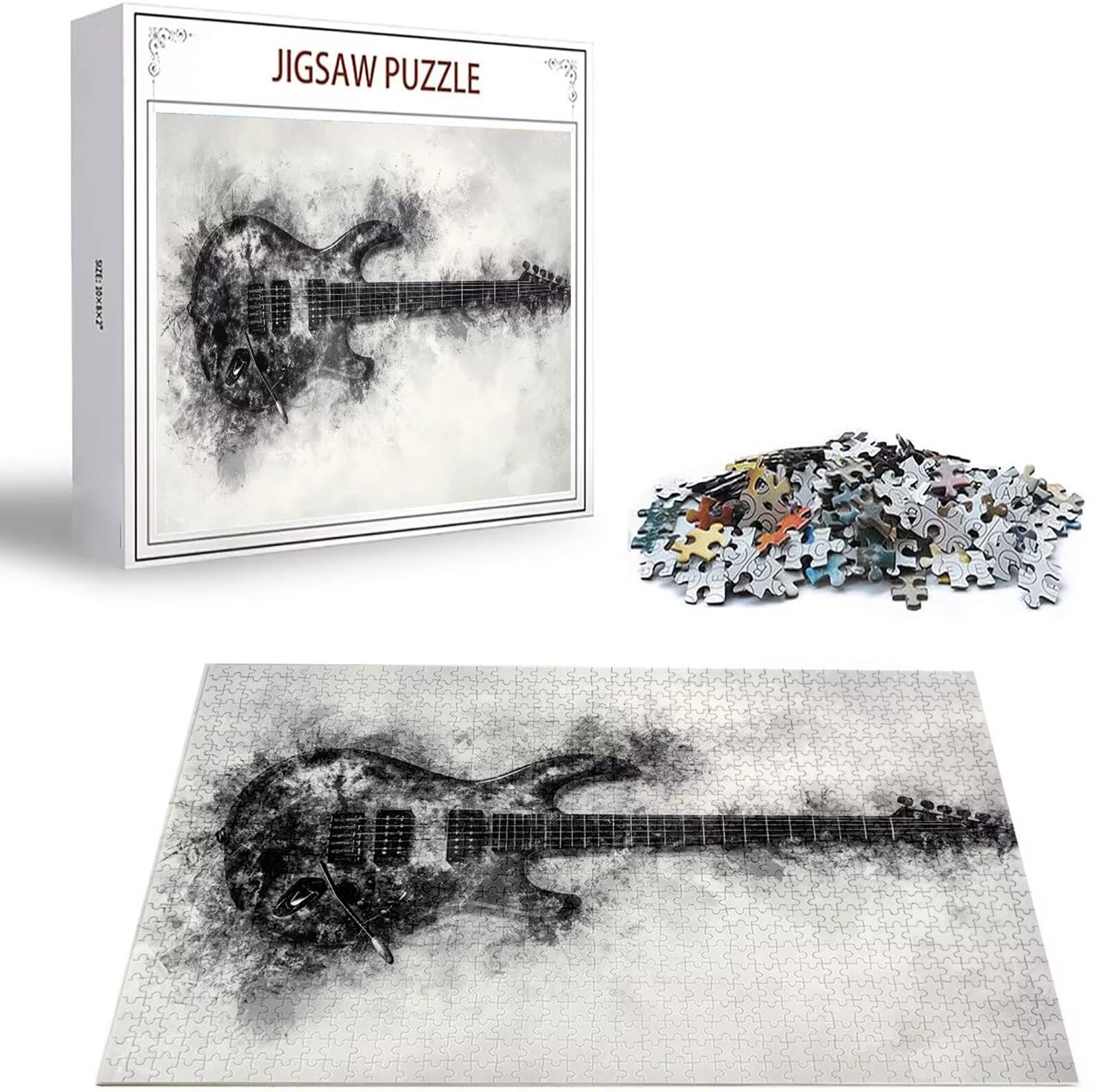 Puzzle 5000 Pezzi, 3 4 5 Anni Puzzle Grigio 6 7 8 Anni Giochi Educativi Sostenibili Con Motivi Per Adulti Da Gioco in Legno Di Alta Qualità Jigsaw Chitarra per Gioco Familiare, Regalo Natale H-2366