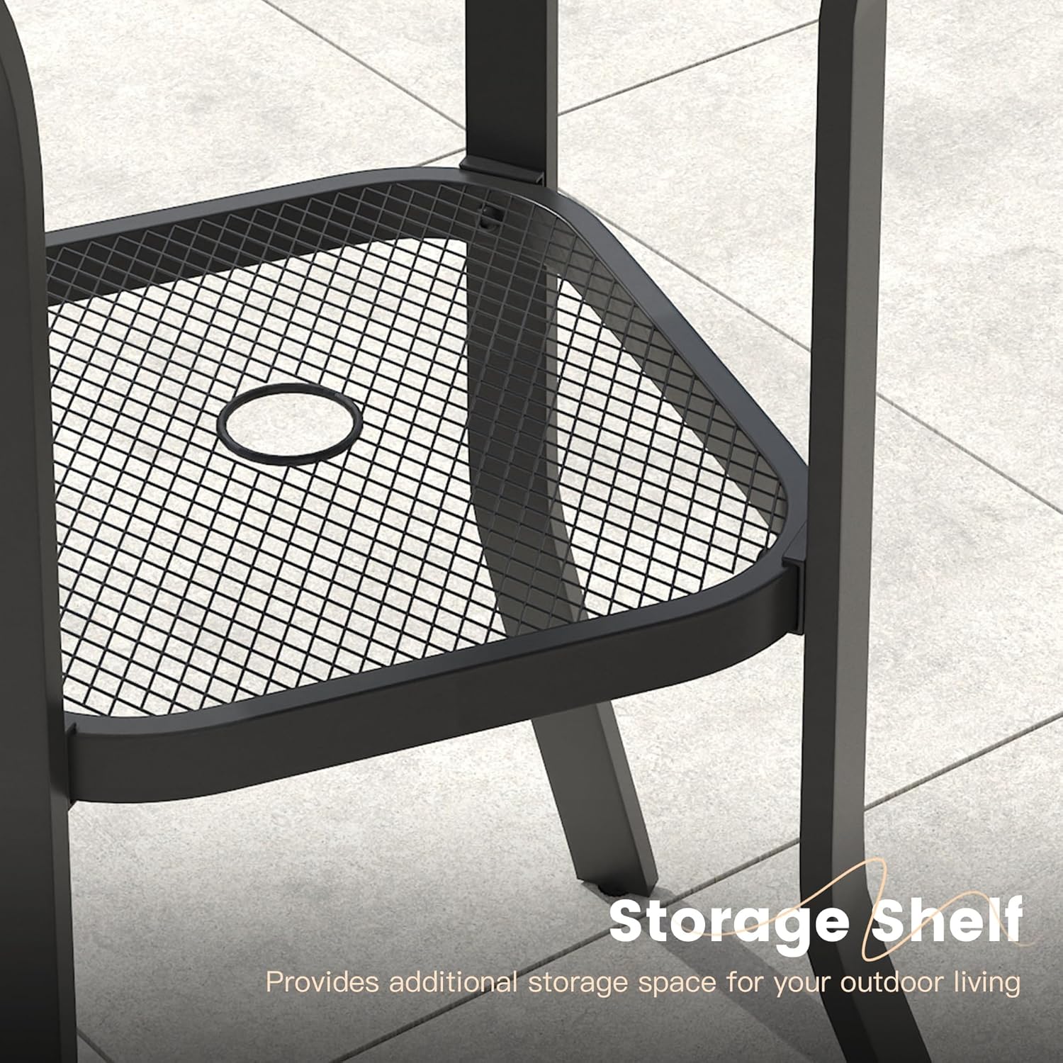 VICLLAX Patio Bar Height Table, Outdoor Round Bar Table with Umbrella Hole for Balcony, Porch, Deck, 37" Walnut