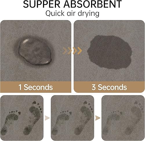 Miniatura 3 de Alfombra de Baño, Goma Antideslizante de Secado Rápido Absorbente Alfombras de Baño Delgadas que Caben Debajo de la Puerta Alfombras de Piso de