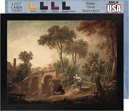Lost Cabin The Bridge de Francois Boucher  Impresión en marco plano negro  Reproducción de pinturas de obras de arte finas  Póster decorativo