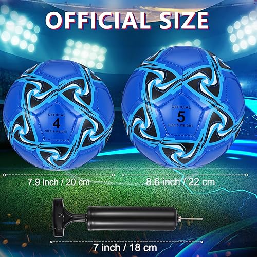 Miniatura 3 de Tradder Paquete de 4 pelotas de fútbol de Navidad a granel con bomba de tamaño 3, 4, 5, pelotas de fútbol desinfladas para deportes al aire libre,