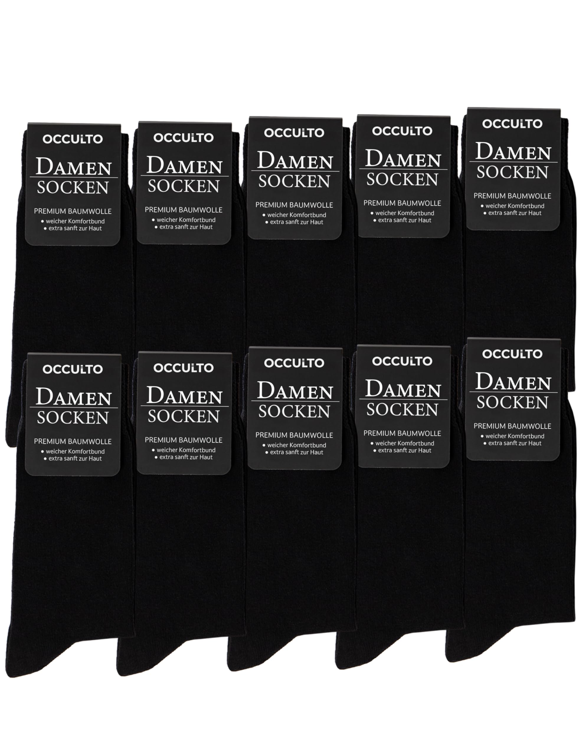 Occulto Damen Schwarze Socken 10-20er Pack (Modell: Hermine)