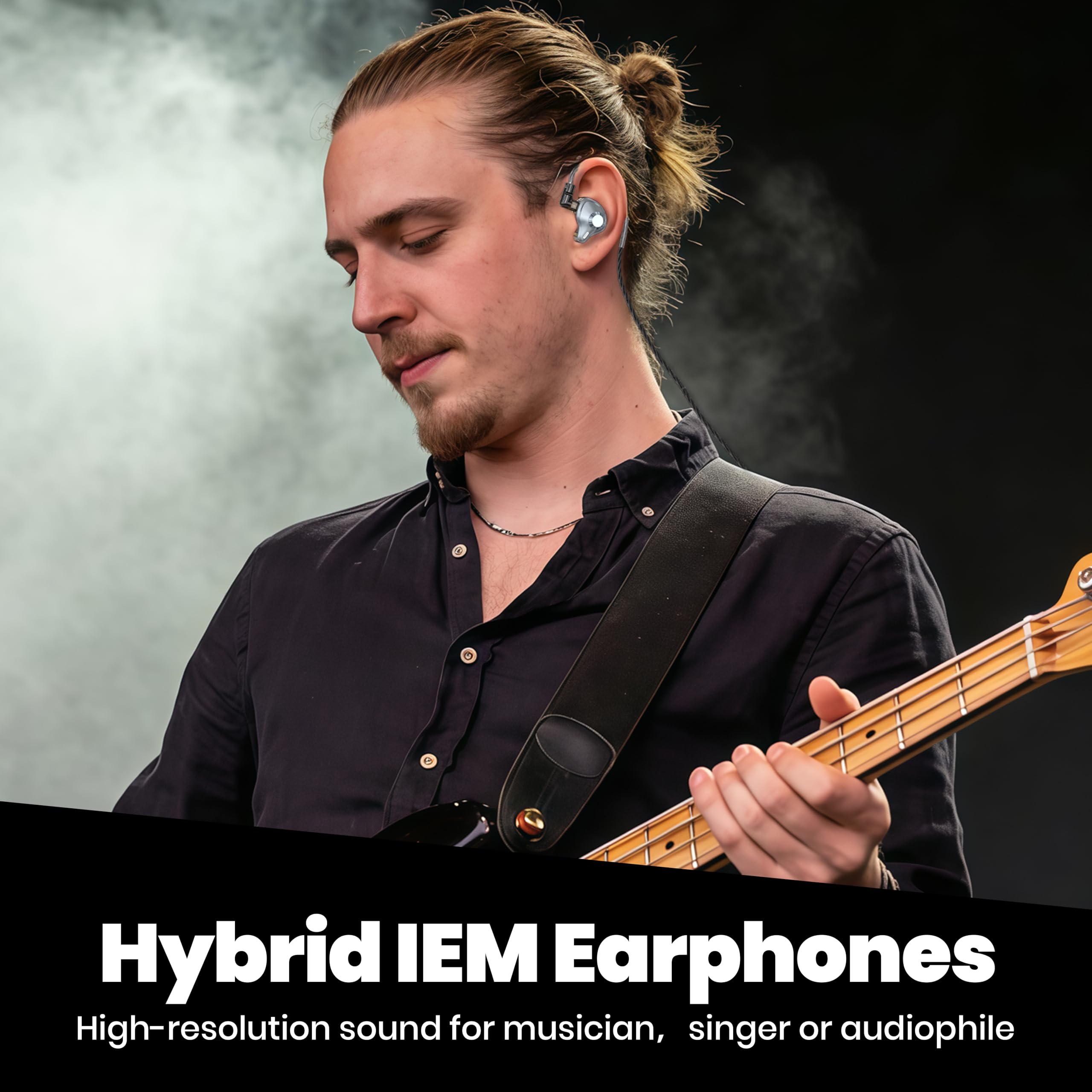 Cuffie intrauricolari per monitor, HiFi IEM, auricolari da gioco cablati confortevoli, isolamento acustico profondo dei bassi, cavo staccabile a 2 pin per musicisti cantanti e batteristi