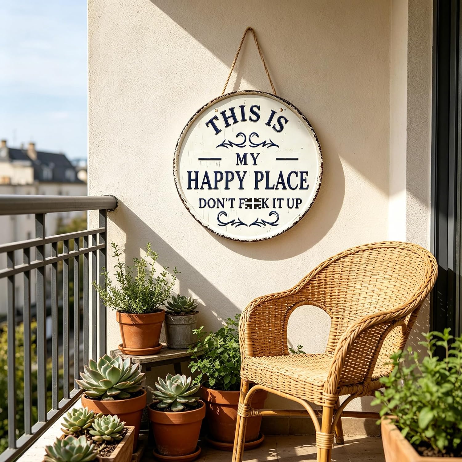 This Is My Happy Place Don'T F It Up Funny Metal Wall Art Signs