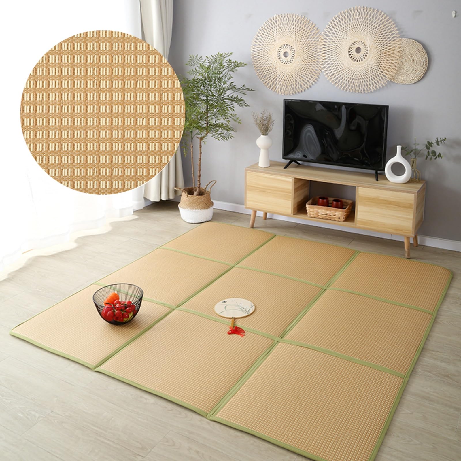 Oddychająca letnia chłodna rattanowa podkładka na materac 60 x 120 cm, beżowa, futon do spania na podłodze, wygodna i lekka, idealna na upały, przenośna pościel