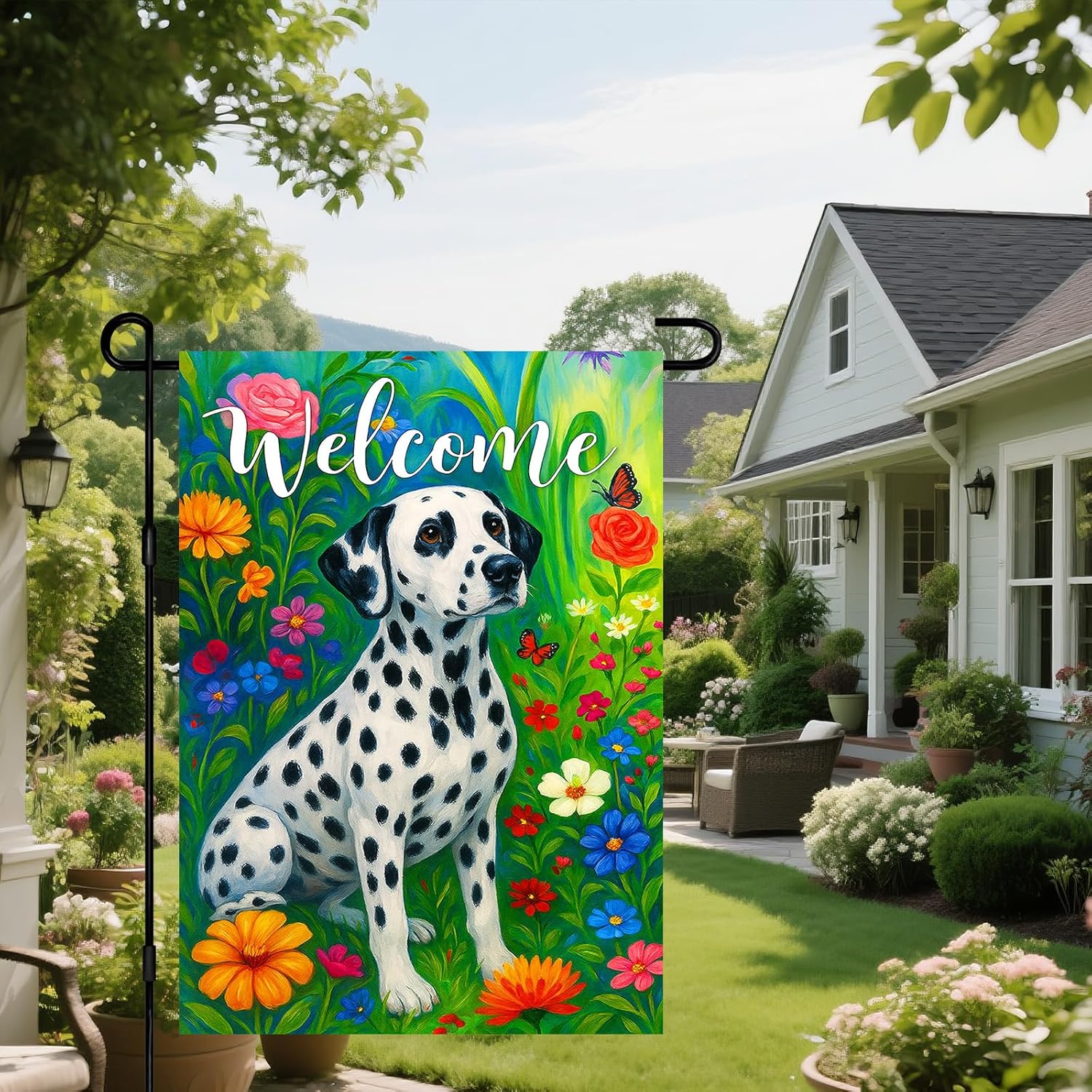 IVN Spring Garden Flag 12x18 Inch Double Sided Welcome Dalmatian Dog Flags Flower Outdoor Yard Flag for Outside Seasonal Farmhouse Yard Outdoor Decoration Flags - Image 7
