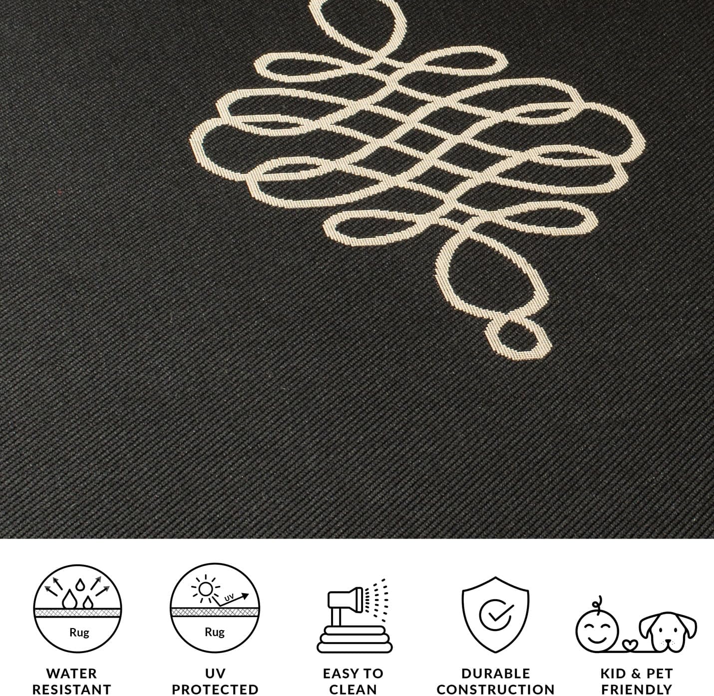 SAFAVIEH Washable Rug Outdoor Courtyard Collection - 2' x 3'7", Black & Cream, Non-Shedding & Easy Cleaning, Ideal for Patio, Front Door, Entryway, Doormat (CY6788-26)