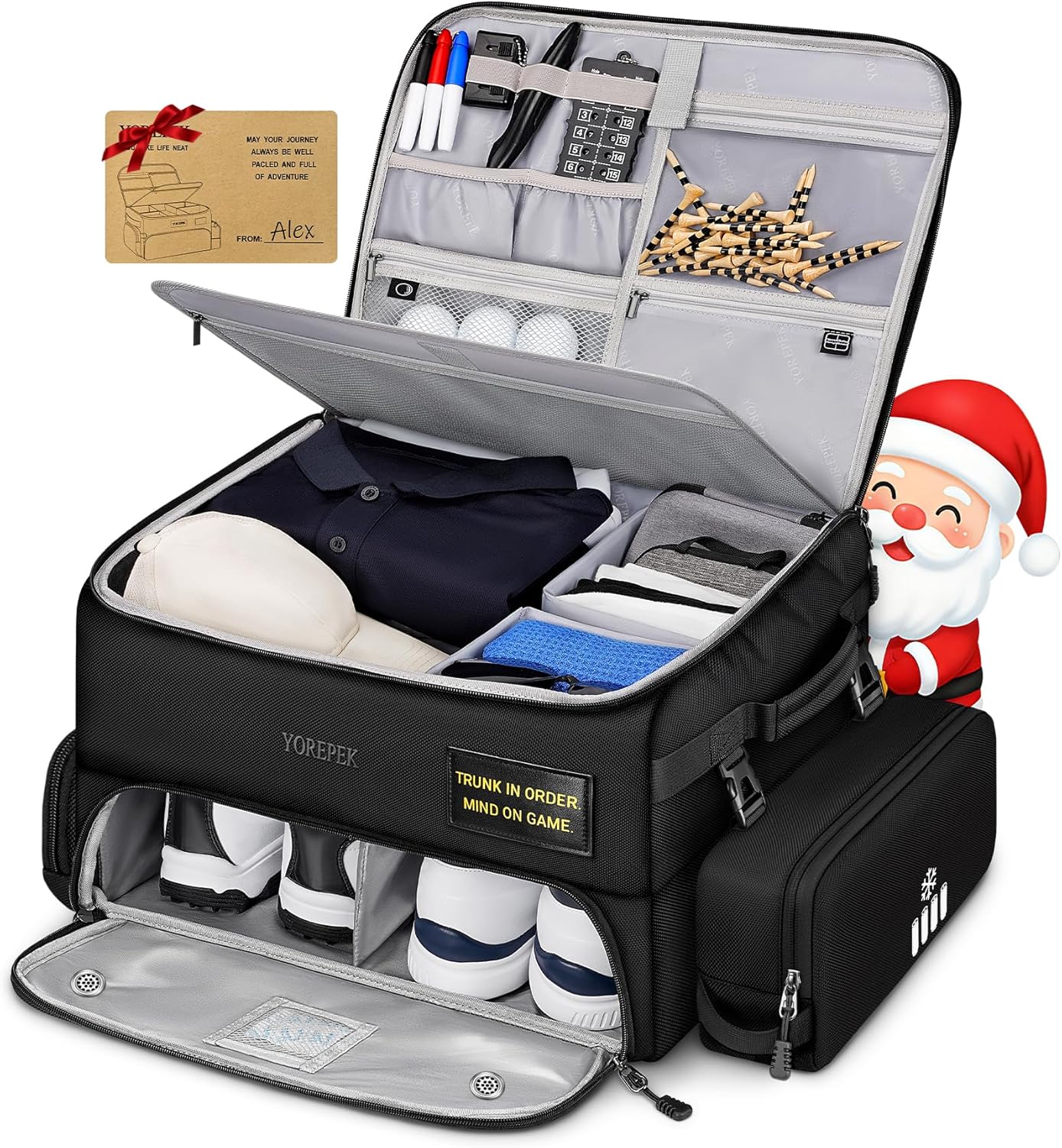 YOREPEK Large 2 Layer Golf Trunk Organizer Upgraded Golf Trunk Organizer