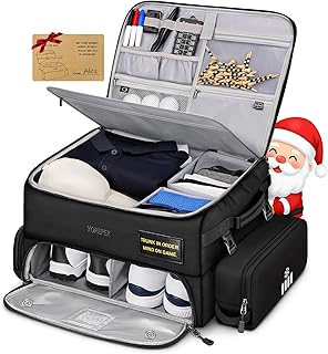 YOREPEK Upgraded Golf Trunk Organizer, Christmas Gifts for Golfers, with Removable Insulated Pouch&Dust-Proof Protective Layer, Multi-Compartment fits 2 Pairs of Shoes, Golf Accessories
