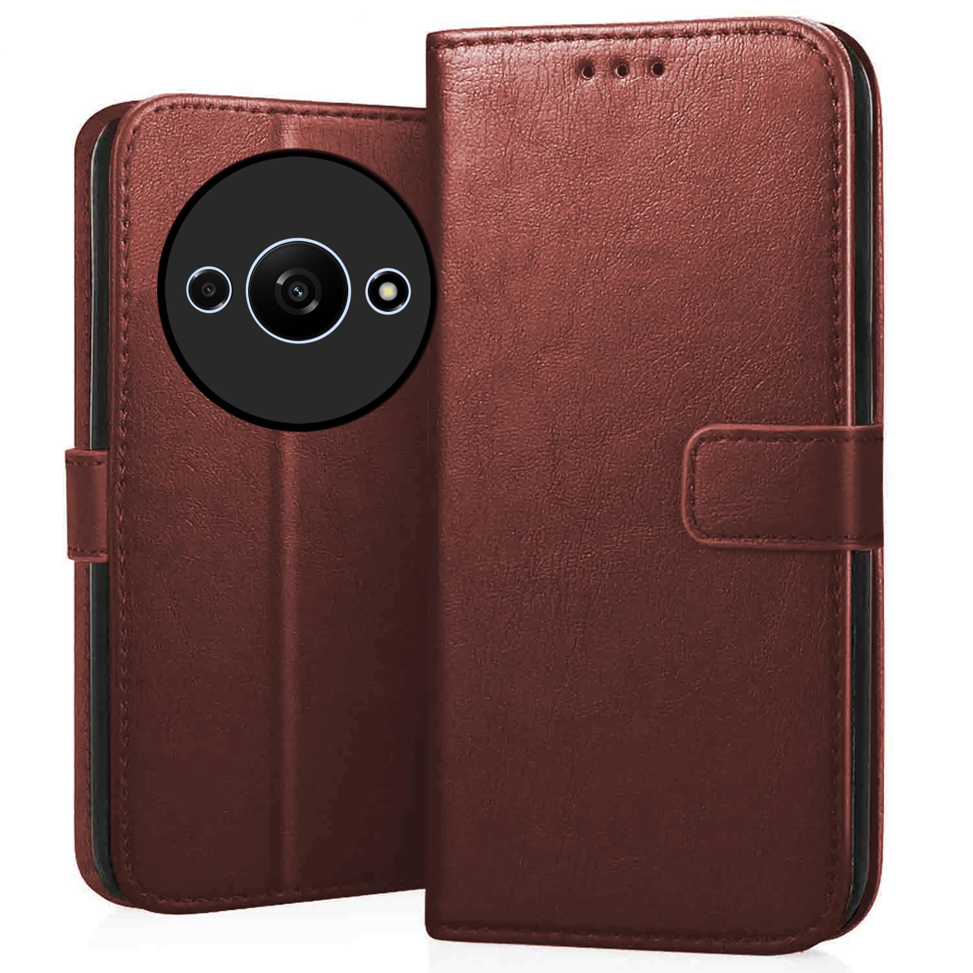 CEDO Redmi A3 / Redmi A3x / Poco C61 (4G) Flip Cover | Leather Finish | Inside Pockets & Inbuilt Stand | Shockproof Wallet Style Magnetic Closure Back Case Flipcover (Brown) (B0CWRXRK2B) Amazon Price History, Amazon Price Tracker