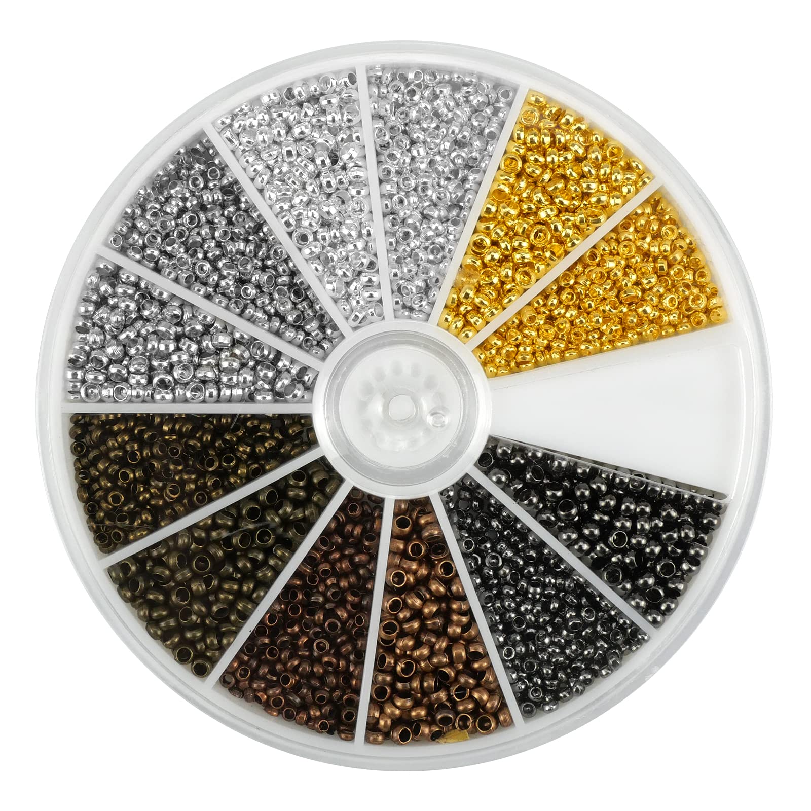 2250 Perline A Crimpare Miste, 6 Colori E 2 Misure (2mm E 2.5mm), In Rame, Per Gioielli Fai-da-Te, Con Contenitore - 4