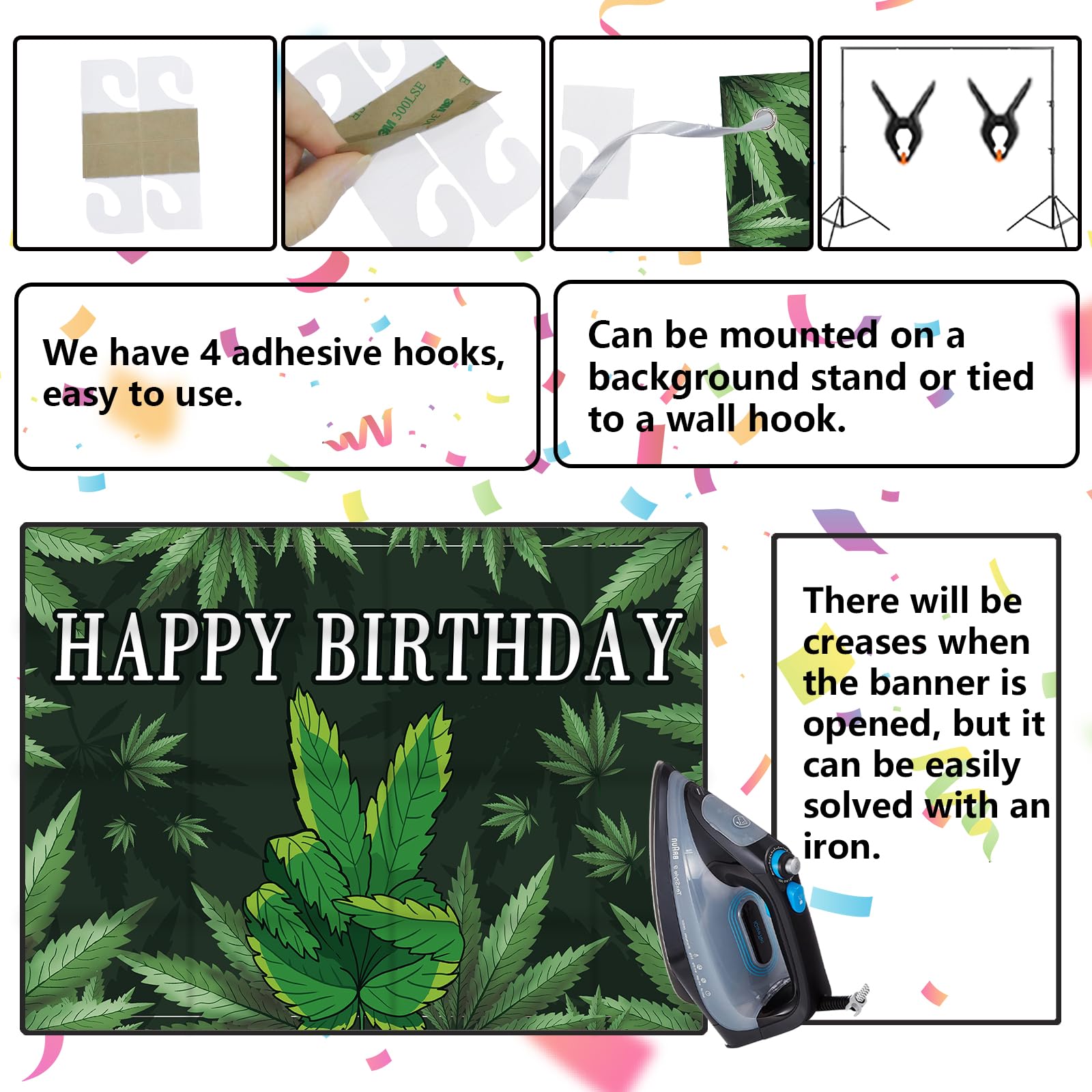 WeBenison Happy A Dope Geburtstags-Banner – 1,8 X 1,2 M, Marihuana/420-Thema, Für Outdoor & Indoor-Partys