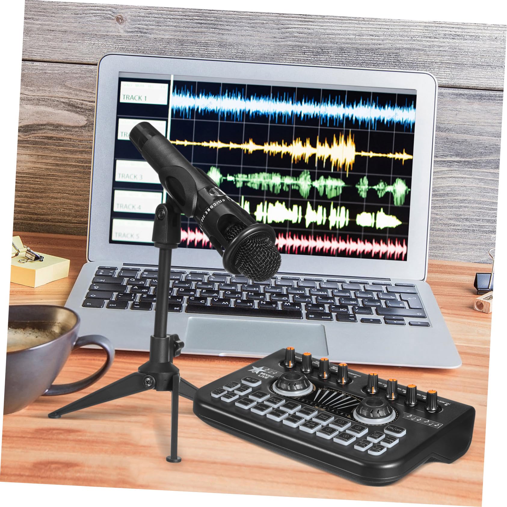 Cabilock Kit De Equipo Para Podcast Con Tarjeta De Sonido y Mezclador De Audio Profesional Para Transmisión En Directo y Grabación De Podcast Incluye Micrófonos