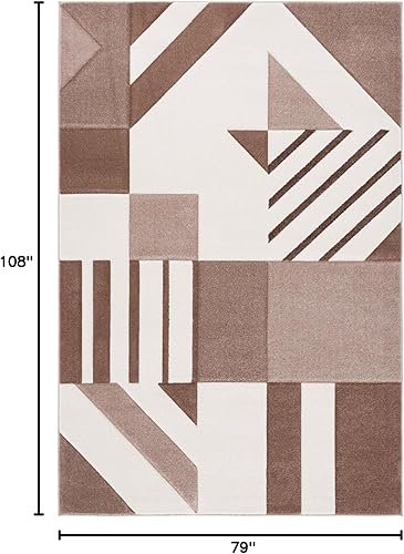 Vista 90 de SAFAVIEH Alfombra de área de 8 x 10 pies – Colección Hollywood – Grande – Marfil y azul pavo real, diseño moderno de mediados de siglo, no desprende