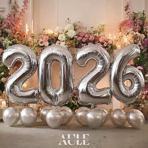 Miniatura 10 de AULE Globos grandes plateados de 40 pulgadas con el número 9, globos de helio de aluminio grandes del 0 al 9, decoraciones gigantes de fiesta de