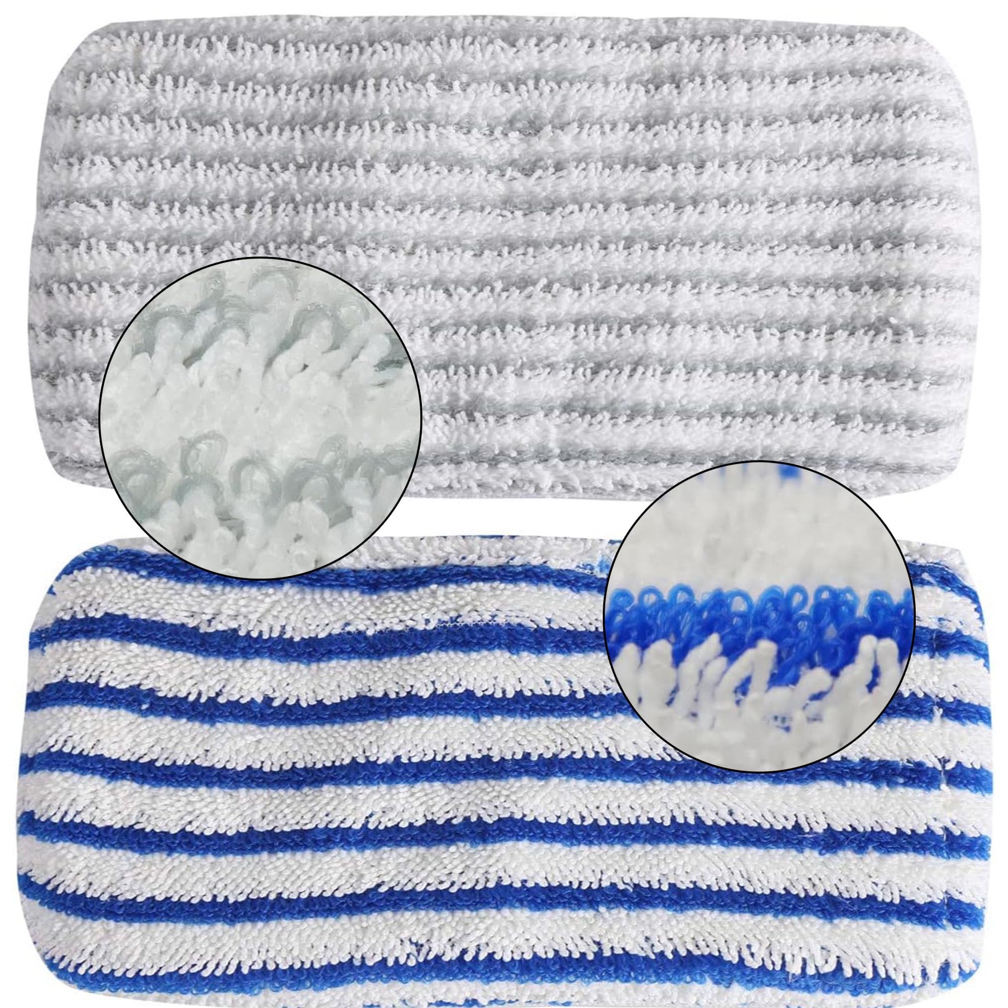 6 Pièces Clean and Steam Lingette, Clean and Steam Accessoires, Serpillere Balai Vapeur pour Rowenta Clean & Steam ZR850002 ZR005801 ZR005804 (Gris et Bleu)