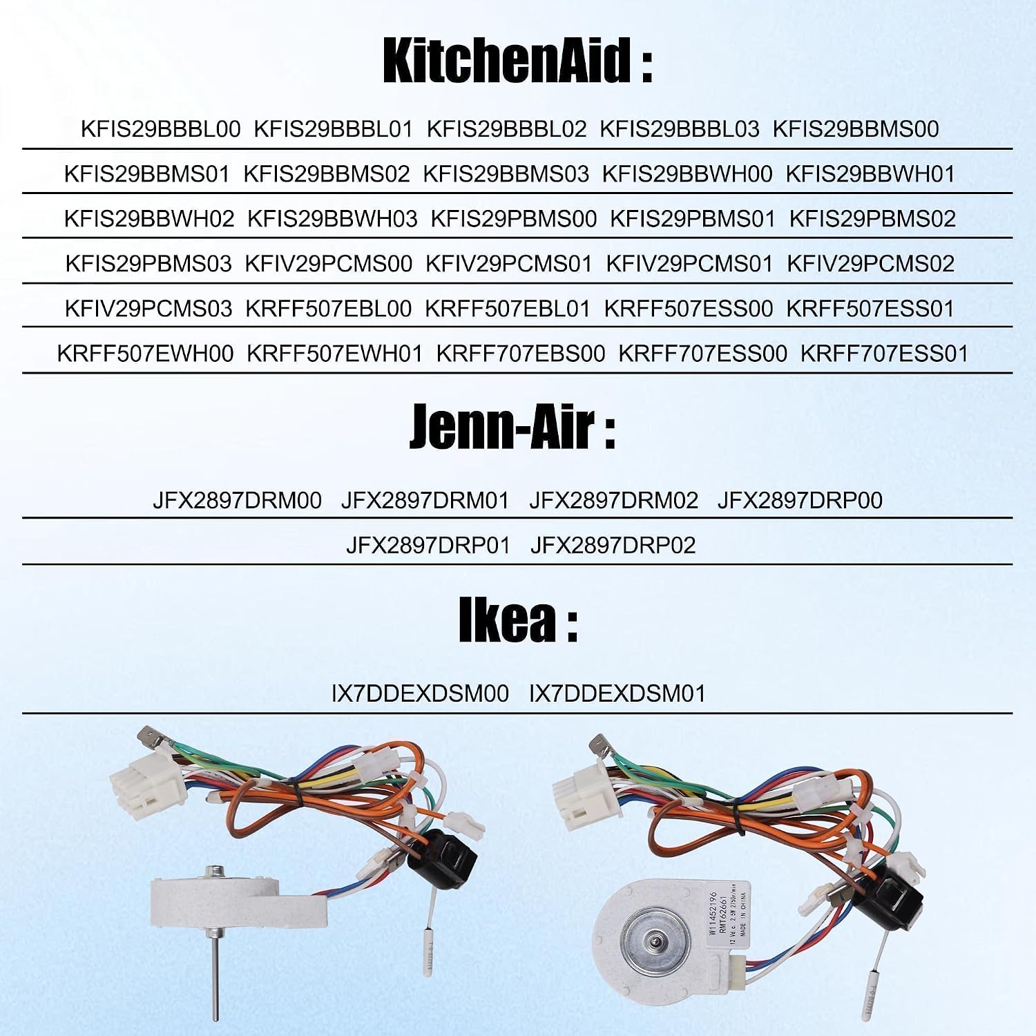 W11452196 Refrigerator Evaporator Fan Motor Compatible with Whirlpool Refrigerator Replaces W10514110 W11374554 4962144 AP6987262 PS16217991 EAP16217991