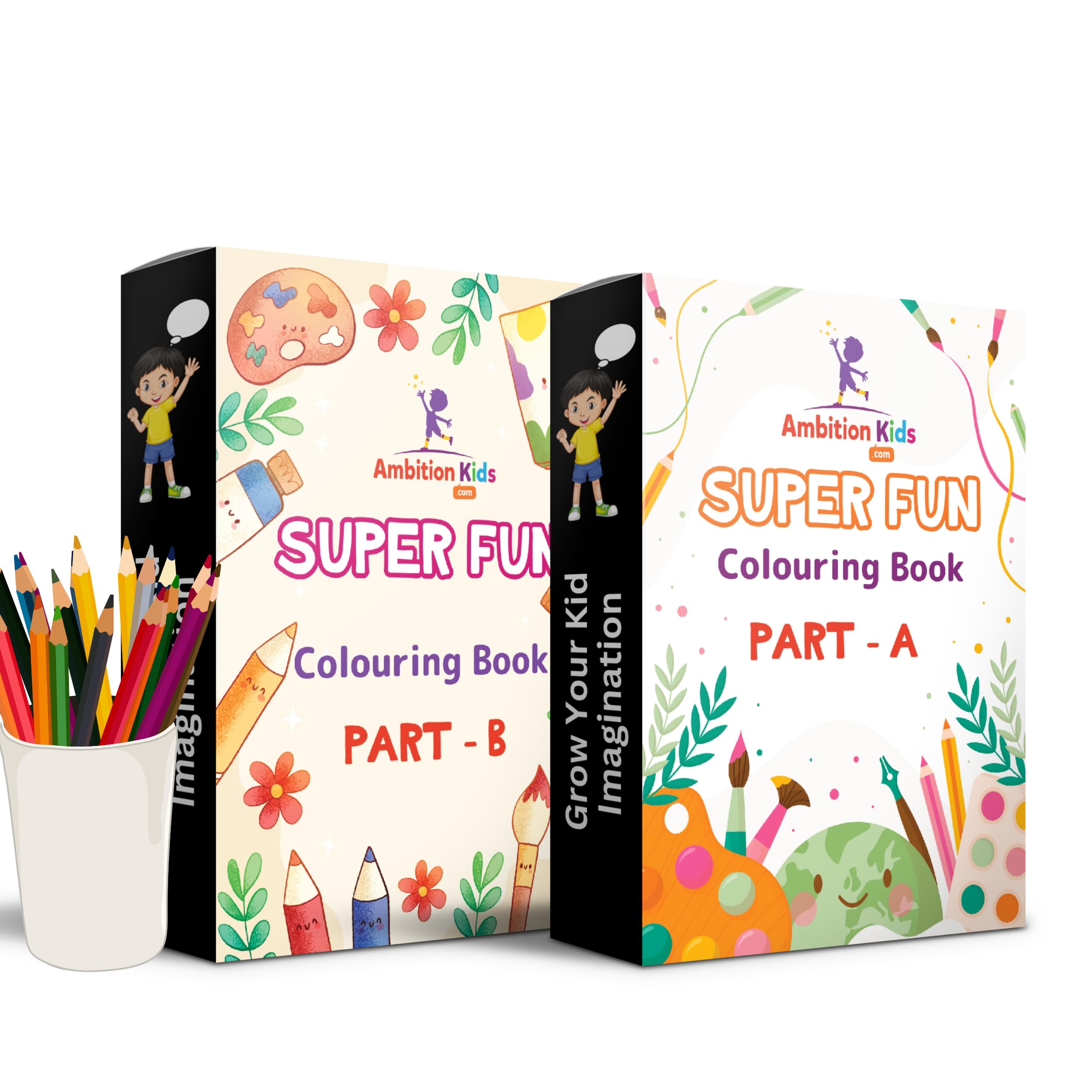 AmbitionKids - Colouring Worksheets - Part A & B - 100 Fun and Educational Pages to Spark Creativity and Imagination