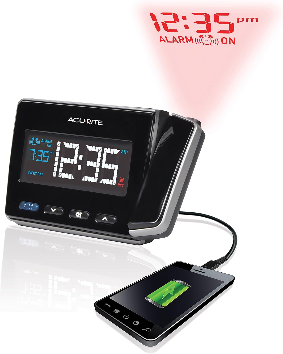 AcuRite 13021 Atomic Projection Alarm Clock with USB Charging