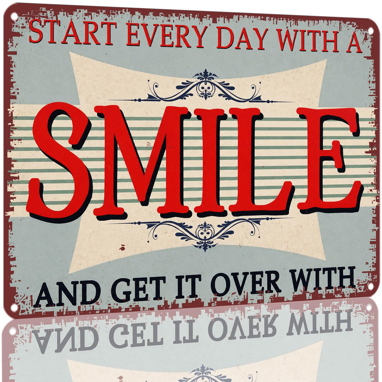 Kwqdozf As Pic Start Every Day With A Smile Metal Tin Sign 8X12 Inch Aluminum Retro Wall D