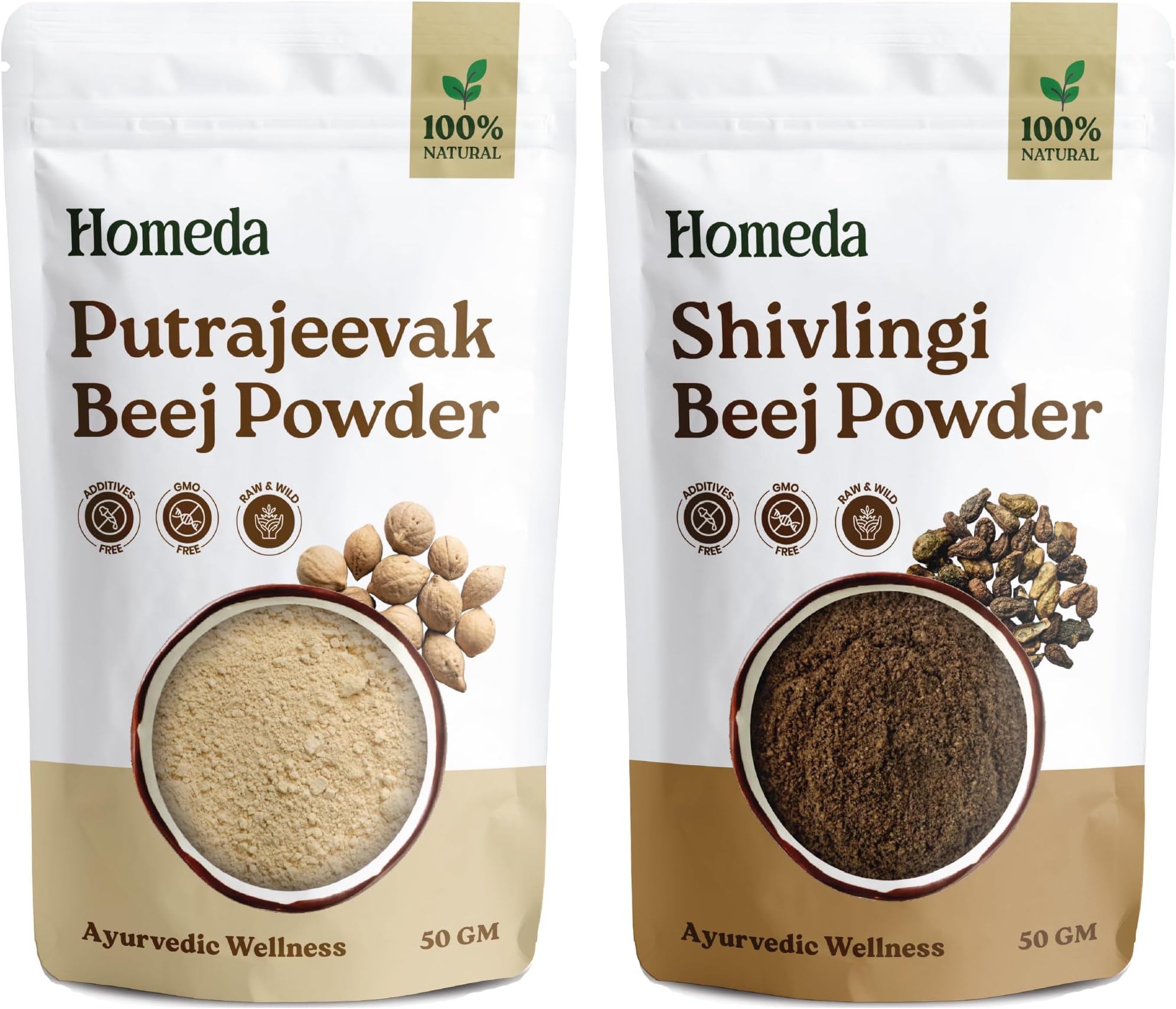 Shudh Online Sivalingi and Putrajivak Seed Powder Combo (50 gram each), Putrajeevak and Shivlingi Beej powder, Putrijivak, Putr Jivak, Shivalinga, Shivling