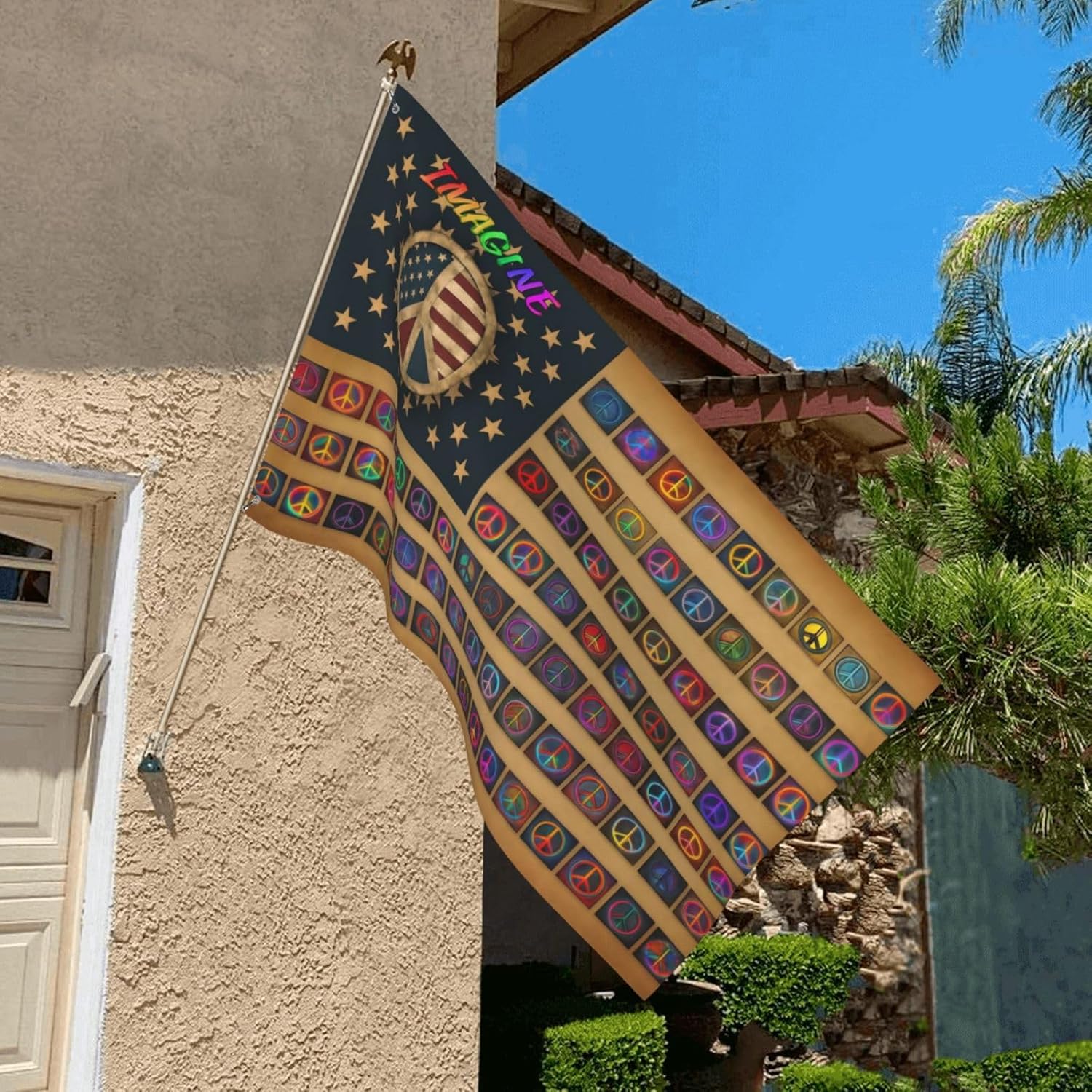 Peace Sign Flags 3x5 Ft Outdoor Imagine Flag for House Yard Polyester Banner All Weather Garden Decoration for Home Porch And Outdoor - Image 5