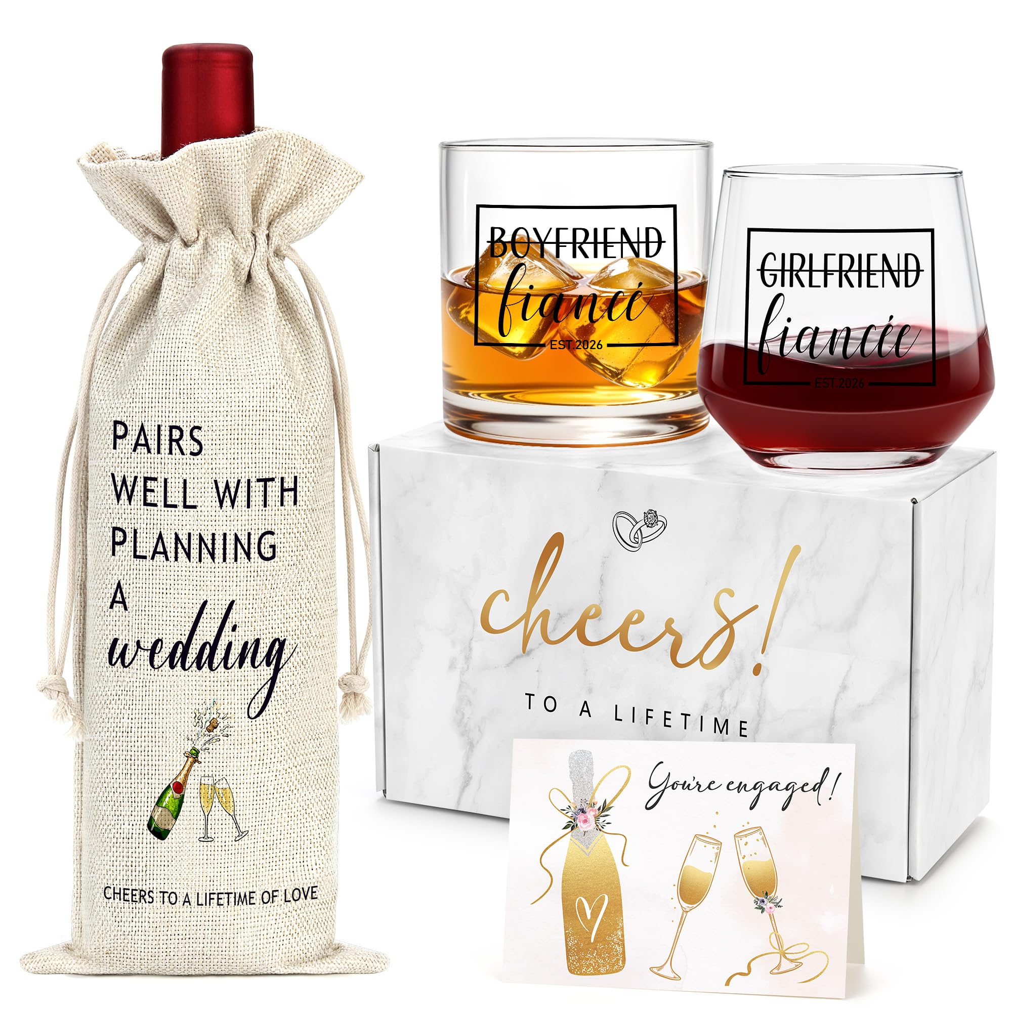 Engagement Gifts for Couples Cool Newly Engaged Gifts for Couples Unique Engagement Gift for Women Fiance Gift Box for Couple Just Engaged Decorations Present Ideas for Him and Her, Mr and Mrs